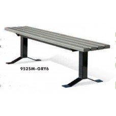 6 foot Recycled Gray Bench Without Back 2x4 Planks Surface Mount