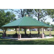 Octagon Shelter 1 Tier Steel 24 ga TG Deck Fiberglass Shingle 54 foot