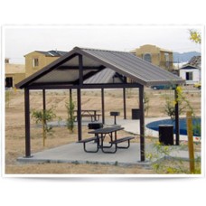 Gabled Shelter Steel Frame 24 gauge T and G Decking no Shingles 30x54