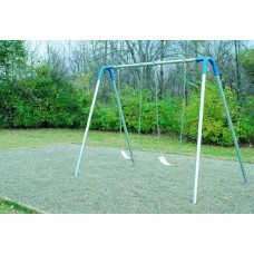 Single Bay Bipod Swing Set with 2 strap seats Blue yokes