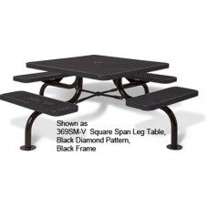 3 SEAT 46 inch SQUARE SPAN LEG TABLE PERFORATED SURFACE MOUNT