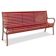 6 foot Hamilton Bench with Back Horizontal Slat - Center Arm Rest