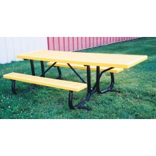 8J2GRRP-EWC End Access Picnic Table Recycled Planks Galvanized Frame