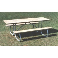6CJGW 6 foot SYP Picnic Table Wood Plank Galvanized Frame
