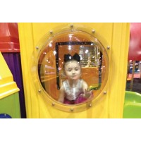 Clear Bubble mounted in Flat Panel with rivets